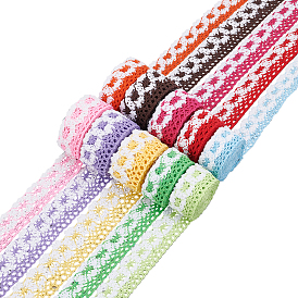 10Strands 10 Colors Braided Cotton Ribbons, Flower Pattern