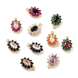 Eco-Friendly Brass Micro Pave Cubic Zirconia Charms, Cadmium Free & Lead Free, Real 18K Gold Plated, Flower