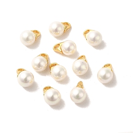 Shell Round Charms, with Real 18K Gold Plated Brass Findings