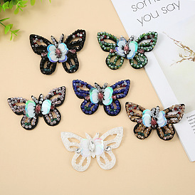 Hand-beaded crystal sewing drill butterfly cloth stickers clothing DIY hand-sewn decoration accessories bags head accessories