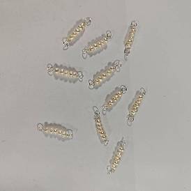 10 pcs breloques de connecteur de perles de culture d'eau douce naturelles, avec du fil de cuivre