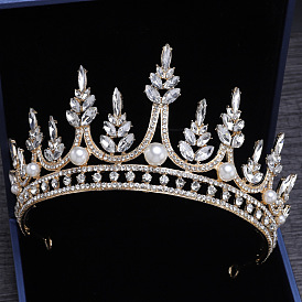 Bridal Crown Pearl Diamond Baroque Wedding Jewelry European and American Wedding Hairband Crown Headpiece.