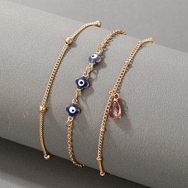 Eye and Shell 3-Piece Set: European Alloy Chain Anklets with Charm