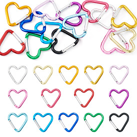 14 piezas 14 colores mosquetón de bloqueo de rosca de aleación de zinc, corazón
