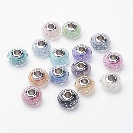 304 европейская бусина из нержавеющей стали, с кубического циркония и эмали, рондель, бусины с большим отверстием