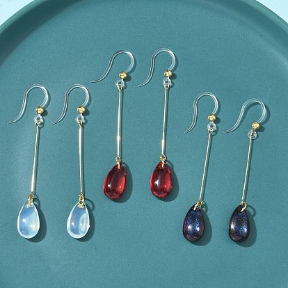 Гальванопокрытие 304 серьги-подвески из нержавеющей стали и смолы, слеза, золотые