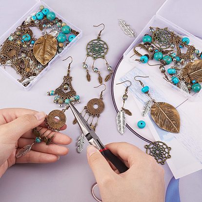 China Factory DIY Retro Charm Drop Earring Making Kit, Including Alloy  Pendant & Link & Beads & Bead Cap, Synthetic & Natural Mixed Stone Beads,  Glass Beads, Iron Pin & Earring Hook