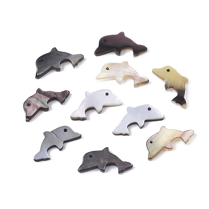 Natural Black Lip Shell Beads, Dolphin