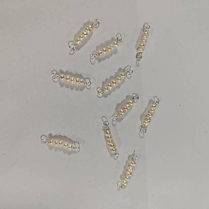 10 pcs breloques de connecteur de perles de culture d'eau douce naturelles, avec du fil de cuivre