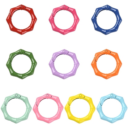 10Pcs Spray Painted Alloy Spring Gate Rings, Octagon