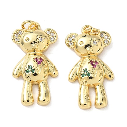 Латунные микро проложить кубического циркония подвески, медведь, с целью перехода в кольце, без свинца и без кадмия, долговечный, реальный 18 k позолоченный, стойки покрытие