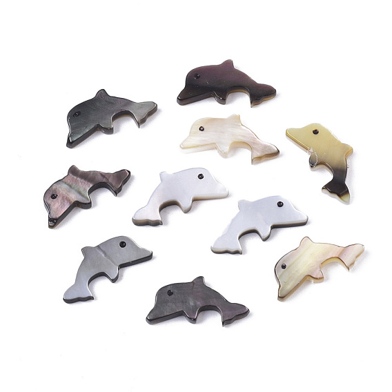 Natural Black Lip Shell Beads, Dolphin