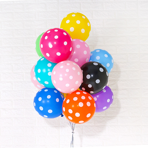 Polka Dot Pattern Round Rubber Inflatable Balloons, for Festive Party Decorations