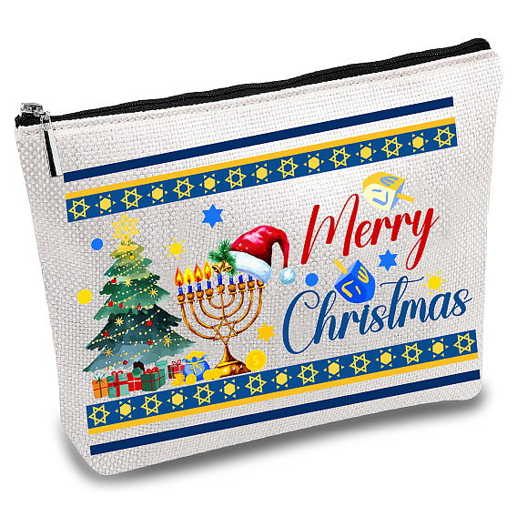 Поликоттоновые холщовые мешки для хранения ко Дню учителя, металлические мешочки на молнии, прямоугольник с рисунком