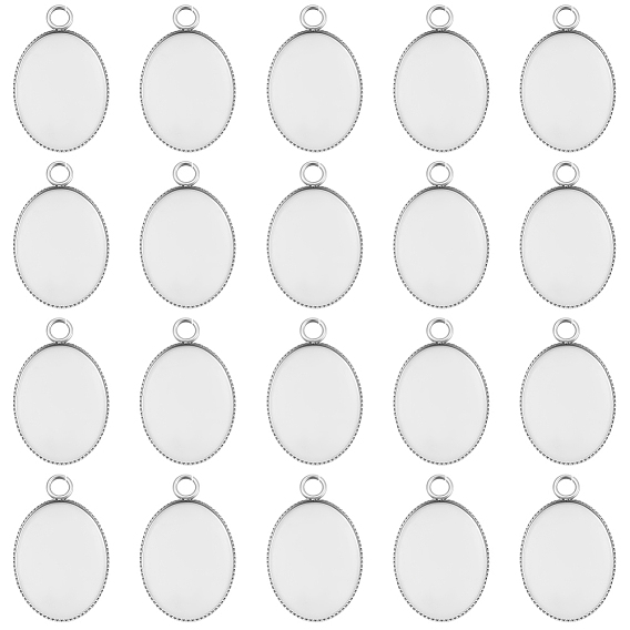 20Pcs 304 Stainless Steel Pendant Cabochon Settings, Oval