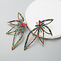 Fashionable Diamond Alloy Earrings - Exaggerated Sparkling Leaf-shaped Floral Personality Ear Pendants