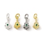 Brass Micro Pave Cubic Zirconia Peg Bails Pendants, Long-Lasting Plated, Lead Free & Cadmium Free, Flower