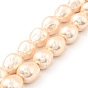 Electroplated Shell Pearl Beads Strands, Textured, Teardrop