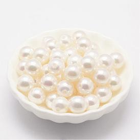 Shell Pearl Beads,  Grade A, Round, Half Drilled