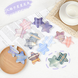 Cute Handmade Japanese Style Starry Hair Clip for Girls with Fabric Design