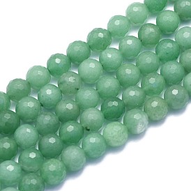 Naturelles aventurine verte brins de perles, ronde, à facettes (128 facettes)