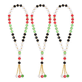 6 шт. мусульманские исламские молитвенные браслеты-четки, браслеты с подвесками из стеклянных бусин-ронделей, с бусинами сплава