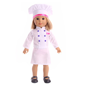 Three-piece Chef's Professional Garments Cloth Doll Suits, Doll Clothes Outfits, Fit for 18 inch American Girl Dolls