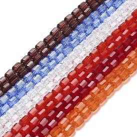 Transparent Glass Beads Strands, Faceted Barrel