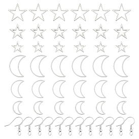 Сделай сам 304 набор для изготовления сережек-подвесок в виде луны и звезд из нержавеющей стали