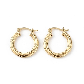 Латунные рифленые серьги-кольца для женщин, долговечный, без свинца и без кадмия