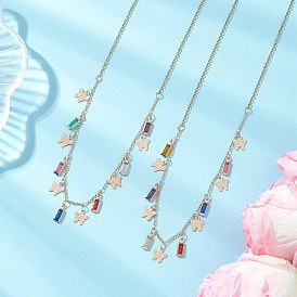 Женские нагрудные ожерелья с бабочками из латуни и стеклянными прямоугольниками и кисточками, золотые