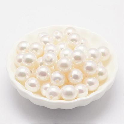 Shell Pearl Beads,  Grade A, Round, Half Drilled