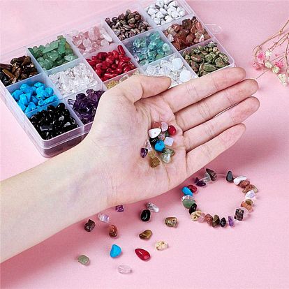 Mixed Natural & Synthetic Gemstone Beads, Chip, 5~8x5~8mm, Hole: 1mm