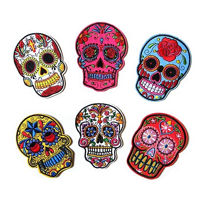 Sugar Skull Appliques for Cinco de Mayo, Computerized Embroidery Cloth Iron On/Sew On Patches, Costume Accessories