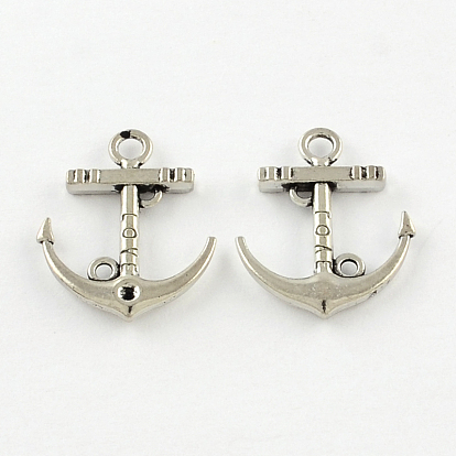 Tibetan Style Zinc Alloy Pendants, Anchor, Lead Free & Cadmium Free, 22x18.2x2.5mm, Hole: 2.5mm, about 384pcs/500g