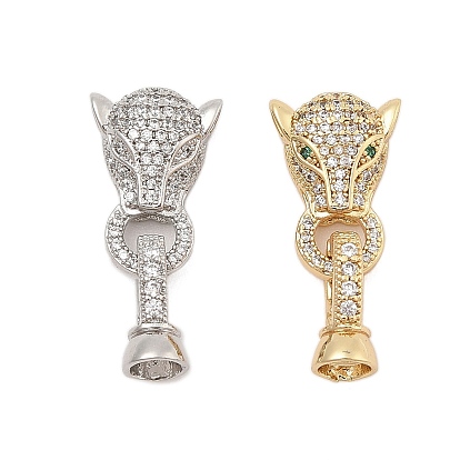 Латунное микропейв, прозрачный кубический цирконий, складные застежки, без кадмия, без никеля и без свинца, леопард