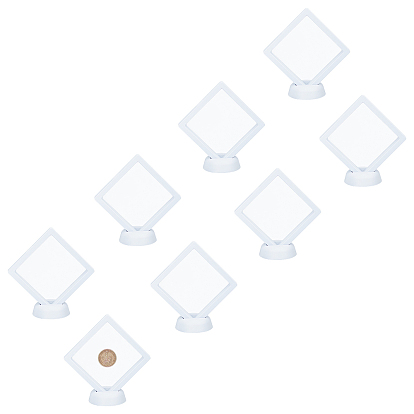 Полиэтилен (PE) 3 d держатель дисплея с плавающей рамкой, подставки для монет, за монеты вызова, медальоны, ювелирные изделия, с пластиковым основанием подставки