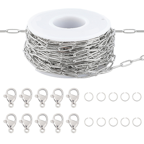 Сделай сам 304 наборы для изготовления цепочек-скрепок из нержавеющей стали, ожерелий/браслетов