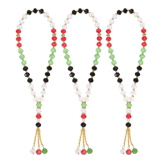 6 шт. мусульманские исламские молитвенные браслеты-четки, браслеты с подвесками из стеклянных бусин-ронделей, с бусинами сплава