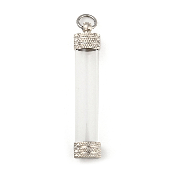 Acrylic Empty Bottle Tube Vial Pendants, with Brass Findings