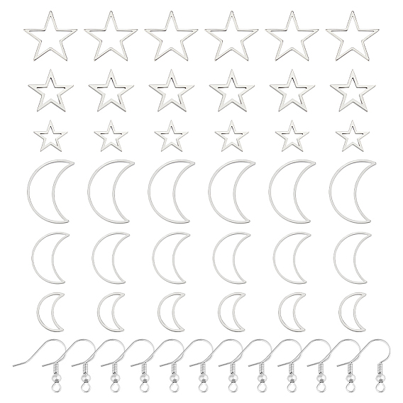 Сделай сам 304 набор для изготовления сережек-подвесок в виде луны и звезд из нержавеющей стали