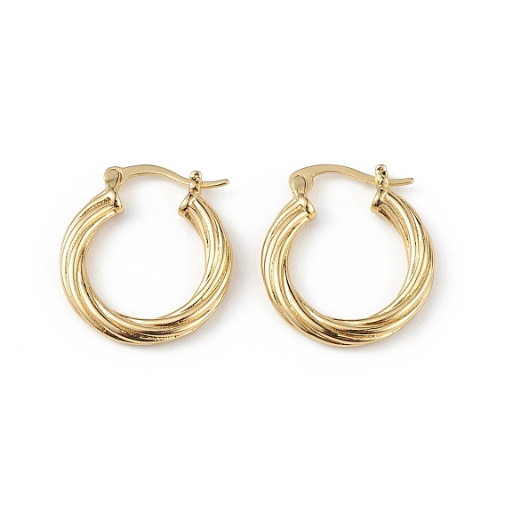 Латунные рифленые серьги-кольца для женщин, долговечный, без свинца и без кадмия