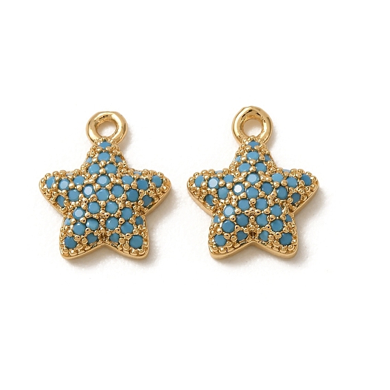 Pendentifs turquoise synthétiques, breloques étoiles en laiton, sans nickel
