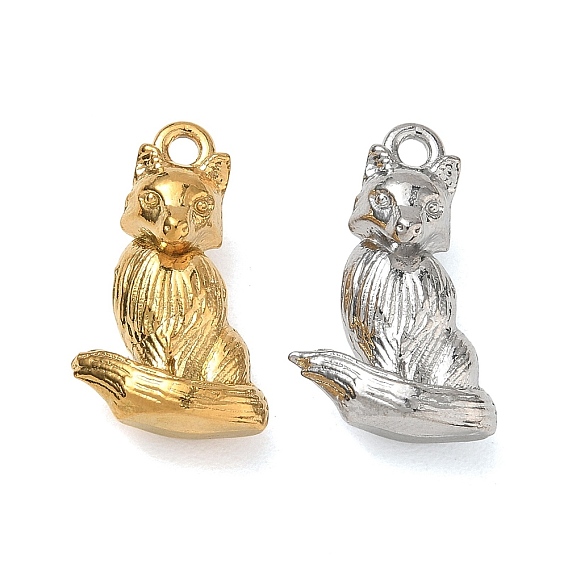 304 Stainless Steel Pendants, Cat Shape Charms