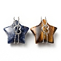 Natural Gemstone Pendants, Star Charm, with Stainless Steel Color Tone Heart 304 Stainless Steel Findings