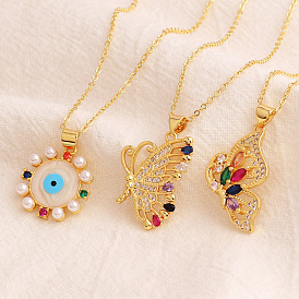 Sparkling Colorful Butterfly Evil Eye Collar Necklace with Zircon for Fashionable Look