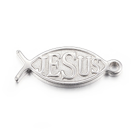 Pendentifs en acier inoxydable, pour Pâques, ichthys avec le mot jésus