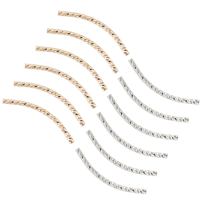 40Pcs 2 Colors Brass Tube Beads, Long-Lasting Plated, Curved Beads, Tube