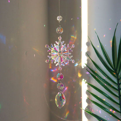 Snowflake K9 Glass Big Pendant Decorations, Hanging Sun Catchers, Crystal Prism Rainbow Maker for Christmas Tree, Ceiling Chandelier, Window, Garden