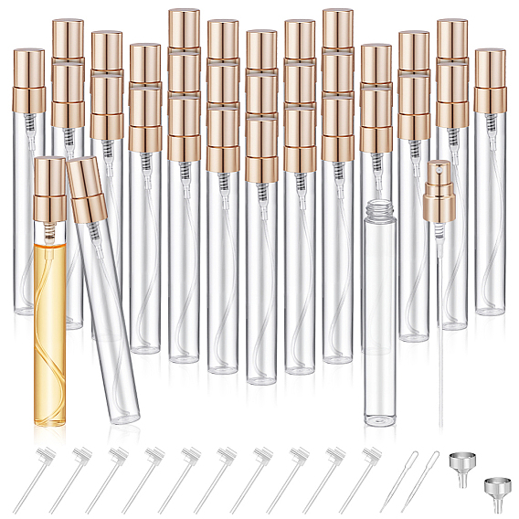75шт. стеклянный флакон для духов многоразового использования, с 2шт. алюминиевых воронок, 2пластиковая капельница, 10пластиковый насос